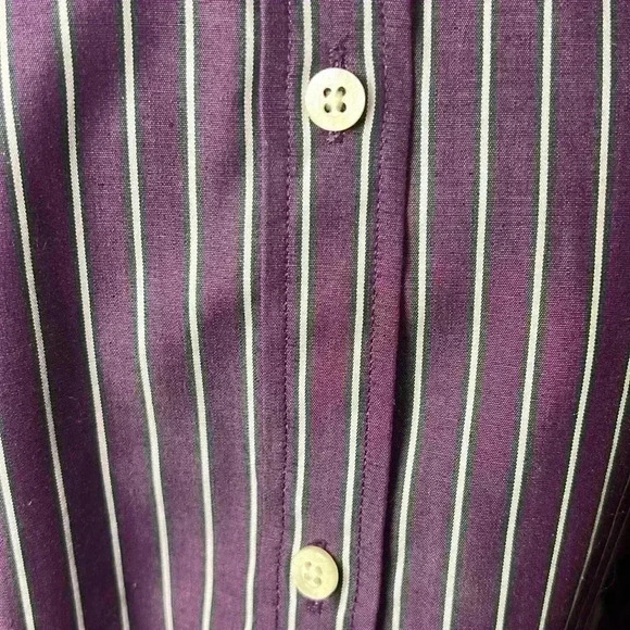 Lauren Ralph Lauren Pinstripe Non-Iron Cotton 3/4 Sleeve Button Down Top Size M - Picture 4 of 7